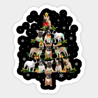 Cute French Bulldog Christmas Tree Xmas Gift Sticker